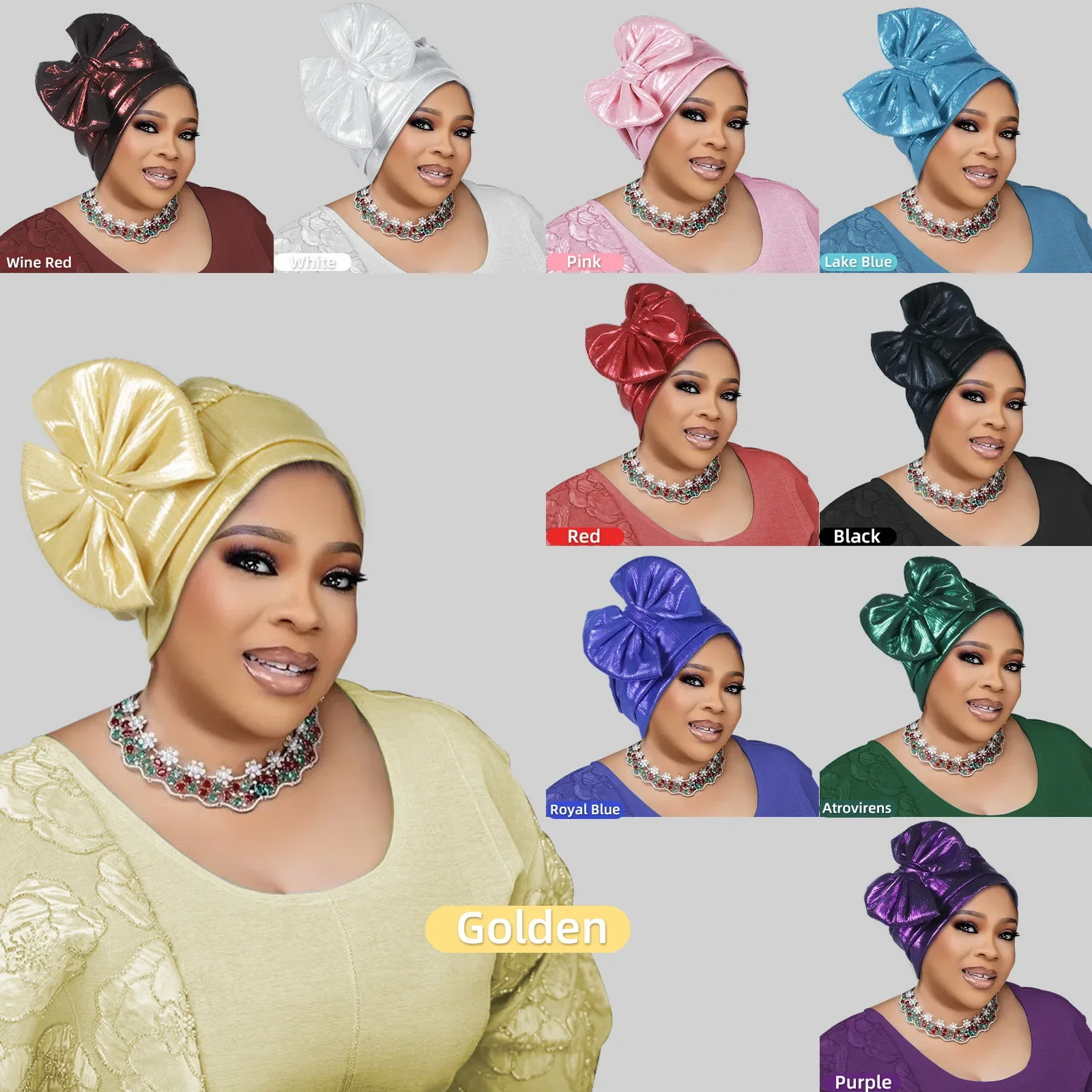 Fashion Shinning Multi-layer Bowknot Turban Cap for Woman Fashion African Headtie Nigeria Wedding Turbans Hat Muslim Head wraps
Fashion Shinning Multi-layer Bowknot Turban Cap for Woman Fashion African Headtie Nigeria Wedding Turbans Hat Muslim Head wraps