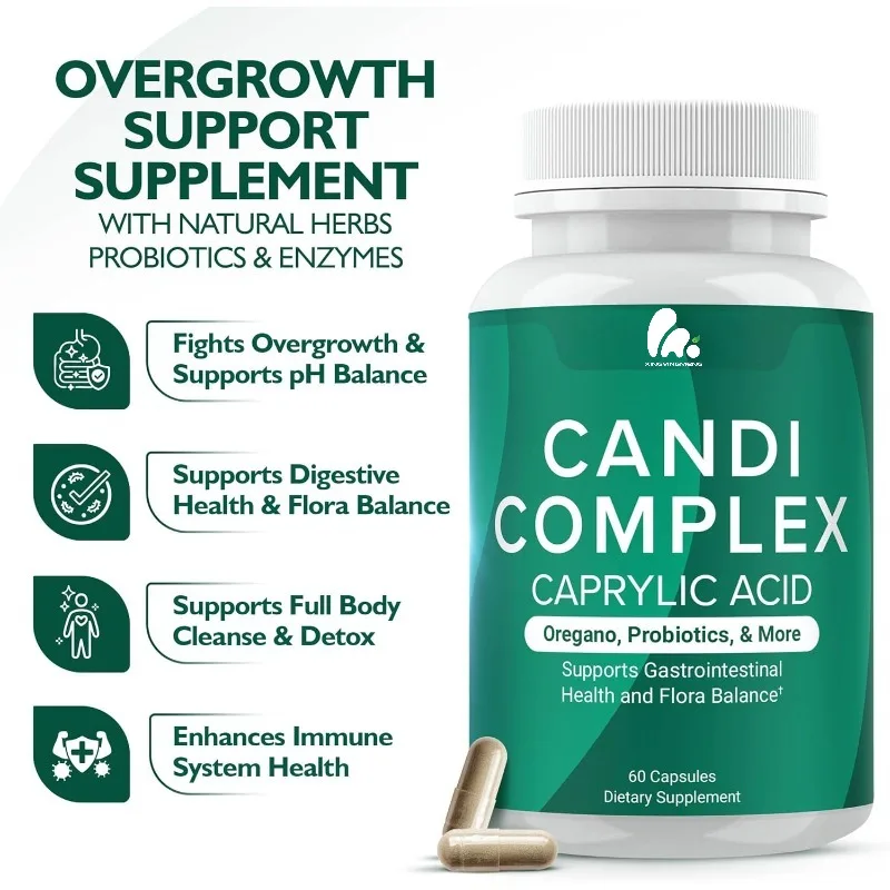 Candidal complex of octanoic acid, cowhide, and probiotics for yeast balance intestinal digestion and immune health -60 capsules
Candidal complex of octanoic acid, cowhide, and probiotics for yeast balance intestinal digestion and immune health -60 capsules