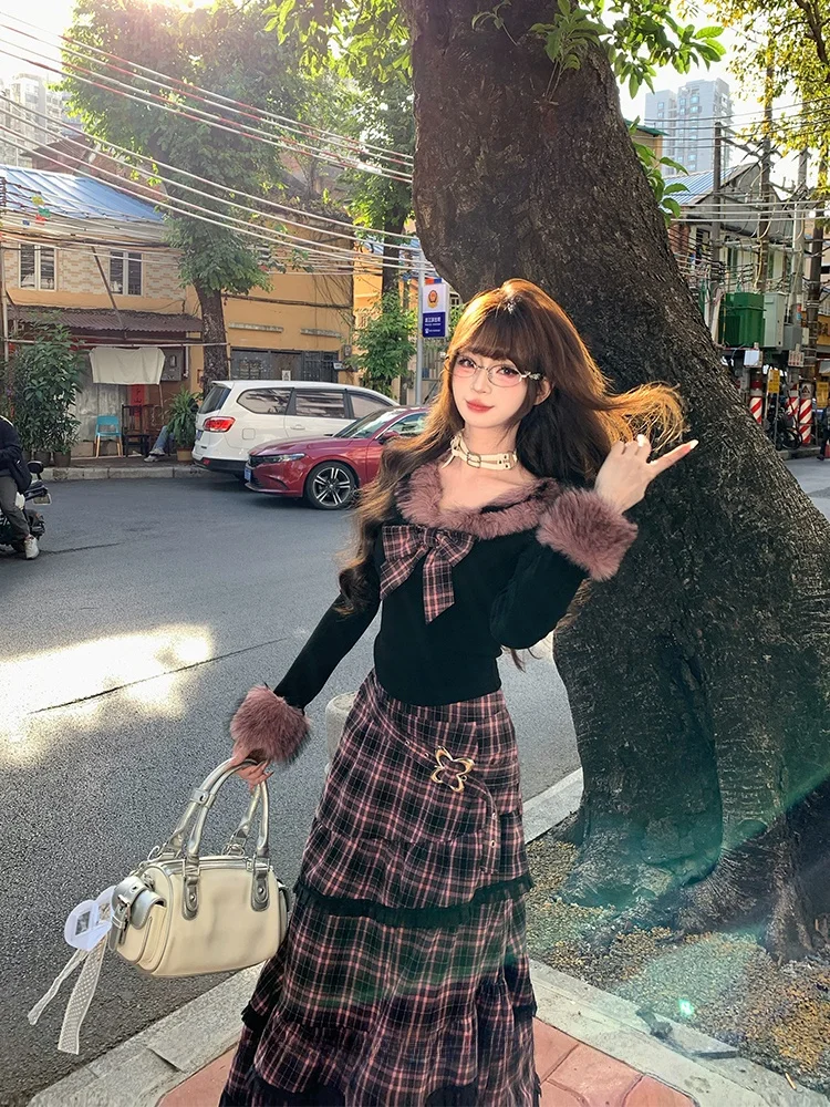 Berry Velvet Plaid Skirt Set Women's Winter Faion Cool Sle f-length Skirt Two-piece Suit Polyester Spandex Blend
Berry Velvet Plaid Skirt Set Women's Winter Faion Cool Sle f-length Skirt Two-piece Suit Polyester Spandex Blend