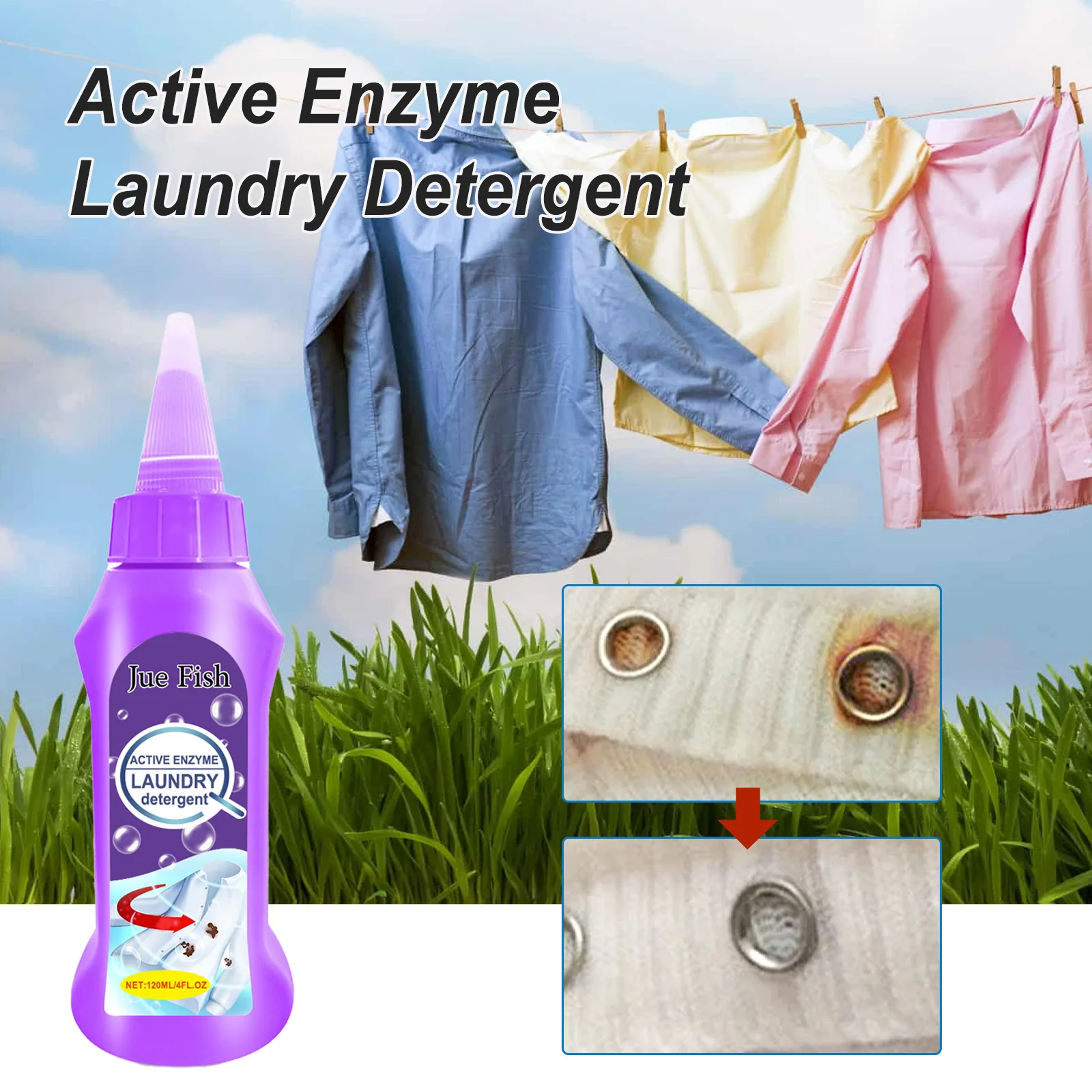 Active Enzyme Laundry Detergent Deeply Cleanses Clothes, Removes Stubborn Stains, Is Gentle and Non Irritating
Active Enzyme Laundry Detergent Deeply Cleanses Clothes, Removes Stubborn Stains, Is Gentle and Non Irritating