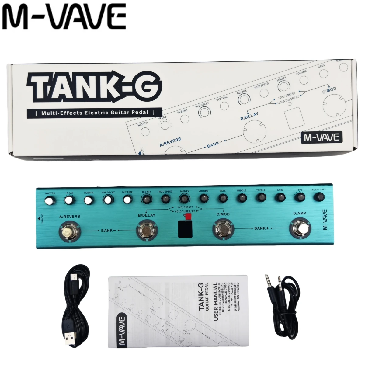 M-VAVE Tank-G Guitar Multi-Effects Pedal Rechargeable 36 Presets 9 Preamp Slots 8 IR Cab Slots 3Modulation/Delay/Reverb Effects