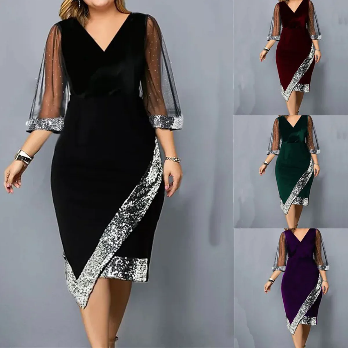2024 European and American new V-neck gold velvet irregular hip skirt sequined perspective mesh ladies vintage dress YBF26-3
2024 European and American new V-neck gold velvet irregular hip skirt sequined perspective mesh ladies vintage dress YBF26-3