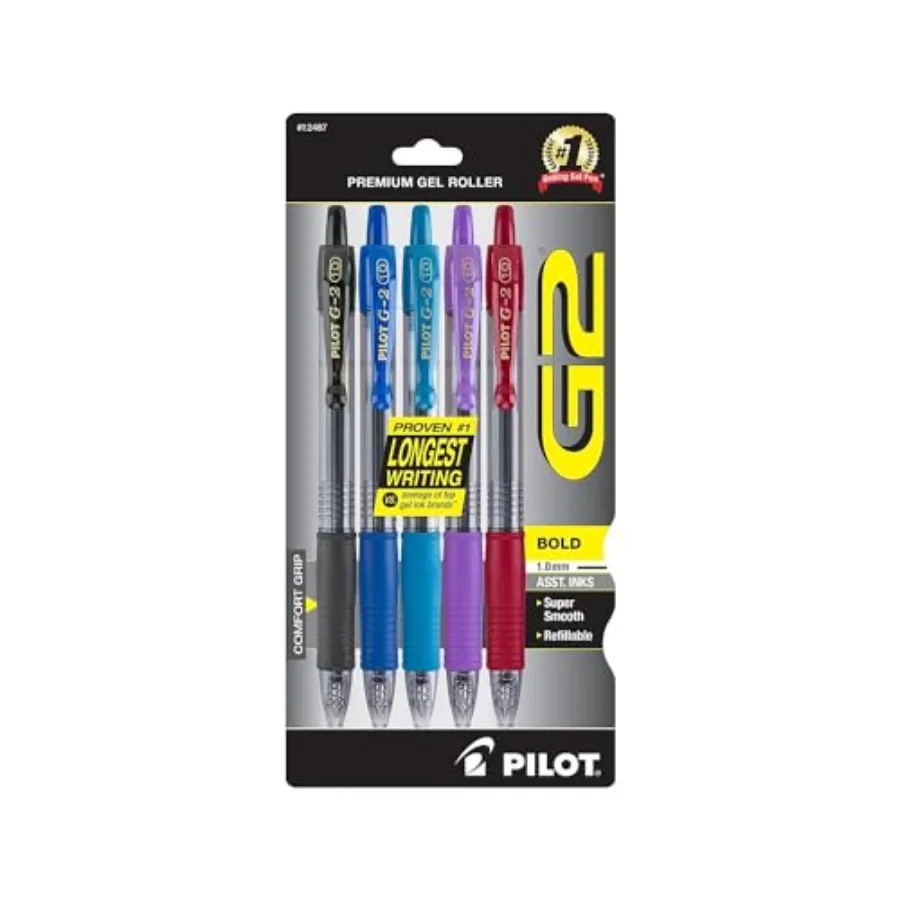 G2 Premium Retractable Gel-Ink Rolling Ball Pens, Bold Point 1.0mm,Assorted, 5/Pk (12487)
G2 Premium Retractable Gel-Ink Rolling Ball Pens, Bold Point 1.0mm,Assorted, 5/Pk (12487)