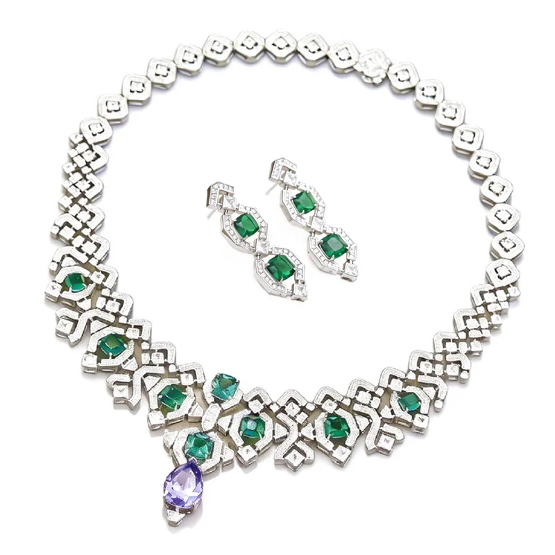 Light Luxury Retro Geometric Emerald & Purple Drop CZ Jewelry Set Gold Plated Dangle Earrings Necklace Women Party Jewelry
Light Luxury Retro Geometric Emerald & Purple Drop CZ Jewelry Set Gold Plated Dangle Earrings Necklace Women Party Jewelry