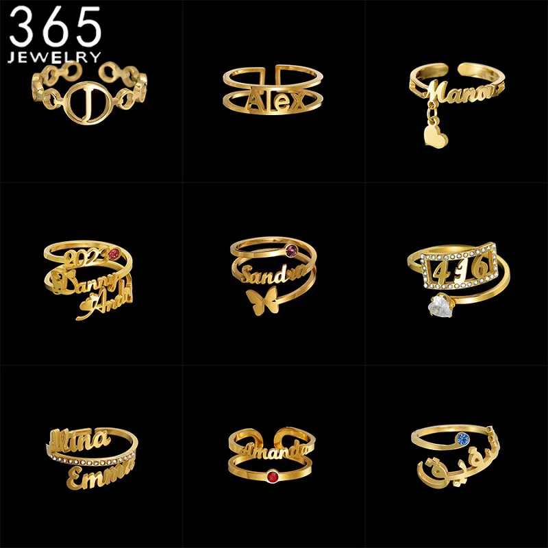 365 Custom Name 9 Styles Adjustable Rings Stainless Steel Personalized Letter With Rhinestone Nameplate For Women Wedding Gifts
365 Custom Name 9 Styles Adjustable Rings Stainless Steel Personalized Letter With Rhinestone Nameplate For Women Wedding Gifts