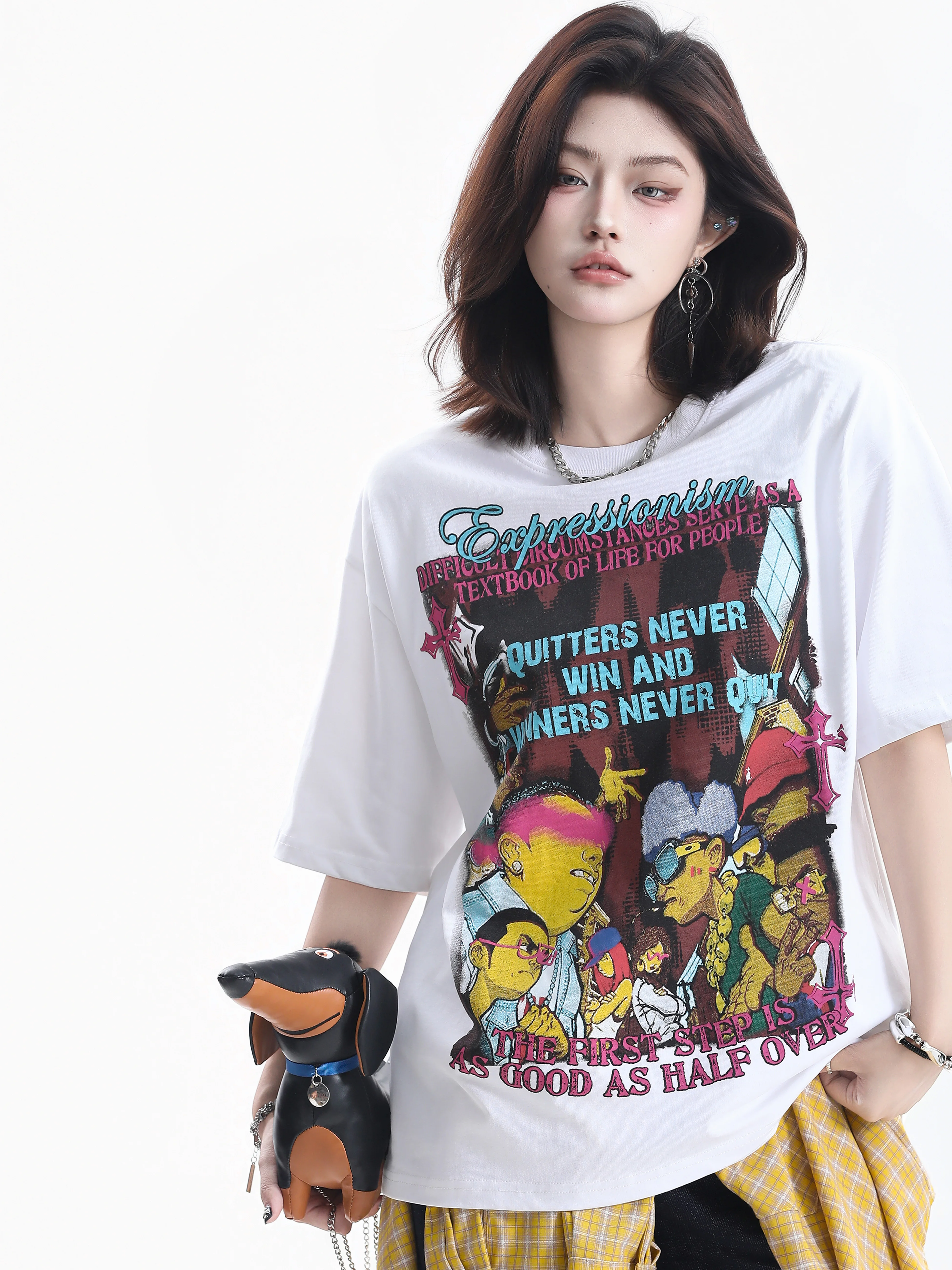Small Ball Sweet Cool Style Cartoon Print T-Shirt Women Loose American Retro Neutral Washed Short Sleeve Cotton round Neck
Small Ball Sweet Cool Style Cartoon Print T-Shirt Women Loose American Retro Neutral Washed Short Sleeve Cotton round Neck