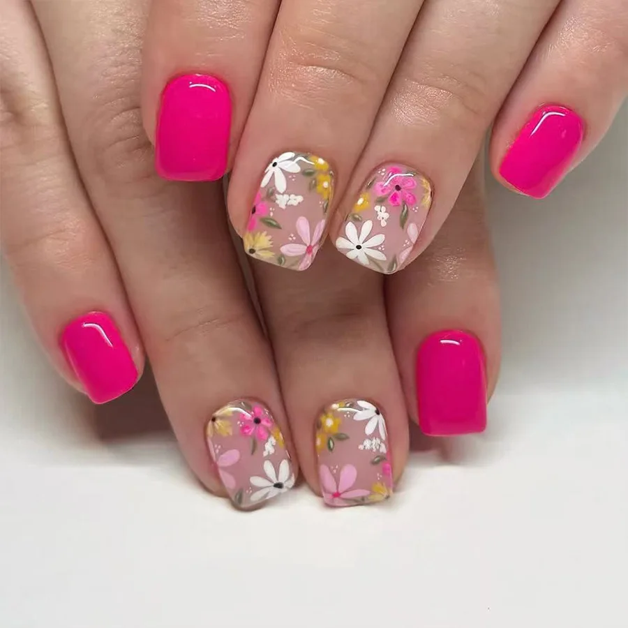 24Pcs Short Square Head Full Cover Nails Tips Spring Rose Red Flower with Design False Nails Art Detachable Press on Fake Nails
24Pcs Short Square Head Full Cover Nails Tips Spring Rose Red Flower with Design False Nails Art Detachable Press on Fake Nails