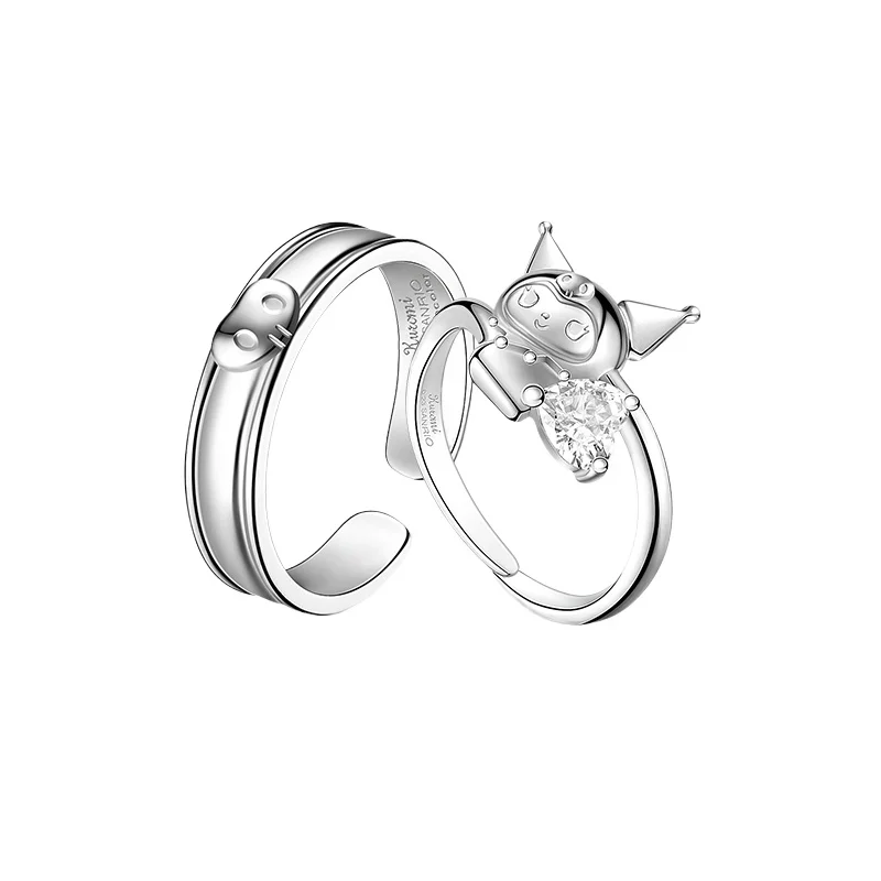 Настоящее кольцо для пары из стерлингового серебра Kuromi с росписью прилива, открытый аксессуар в стиле аниме 
Настоящее кольцо для пары из стерлингового серебра Kuromi с росписью прилива, открытый аксессуар в стиле аниме