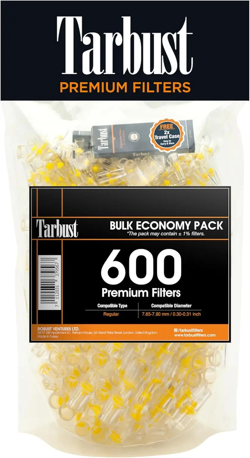 600 Cigarette Filters That Remove Tar & Chemicals, Reusable Tips, Tar Blockers, Smart Filters for Regular & King Size
600 Cigarette Filters That Remove Tar & Chemicals, Reusable Tips, Tar Blockers, Smart Filters for Regular & King Size