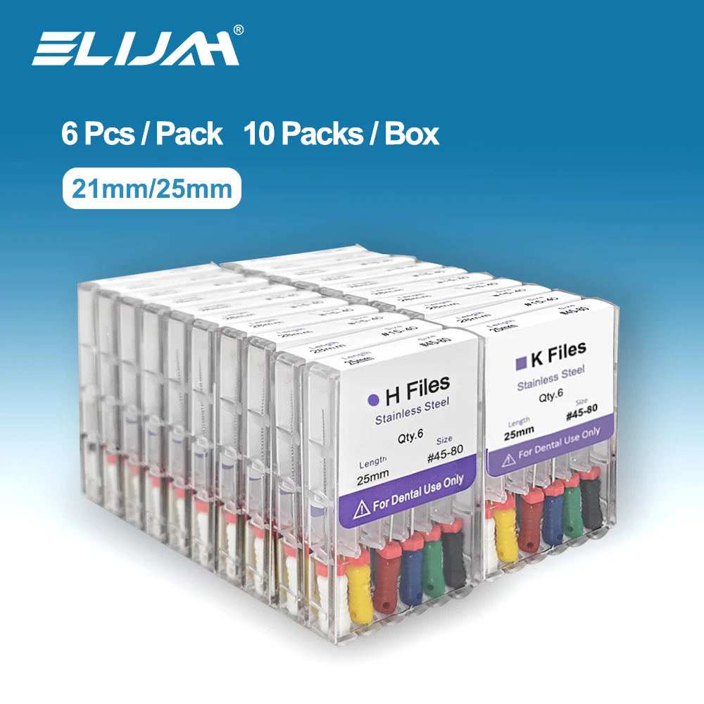 ELIJAH Dental Endodontic Files 10Box/Packs 21/25/28/31mm Hand Use K-Files Stainless Steel Root Canal File Dentistry Instruments
ELIJAH Dental Endodontic Files 10Box/Packs 21/25/28/31mm Hand Use K-Files Stainless Steel Root Canal File Dentistry Instruments