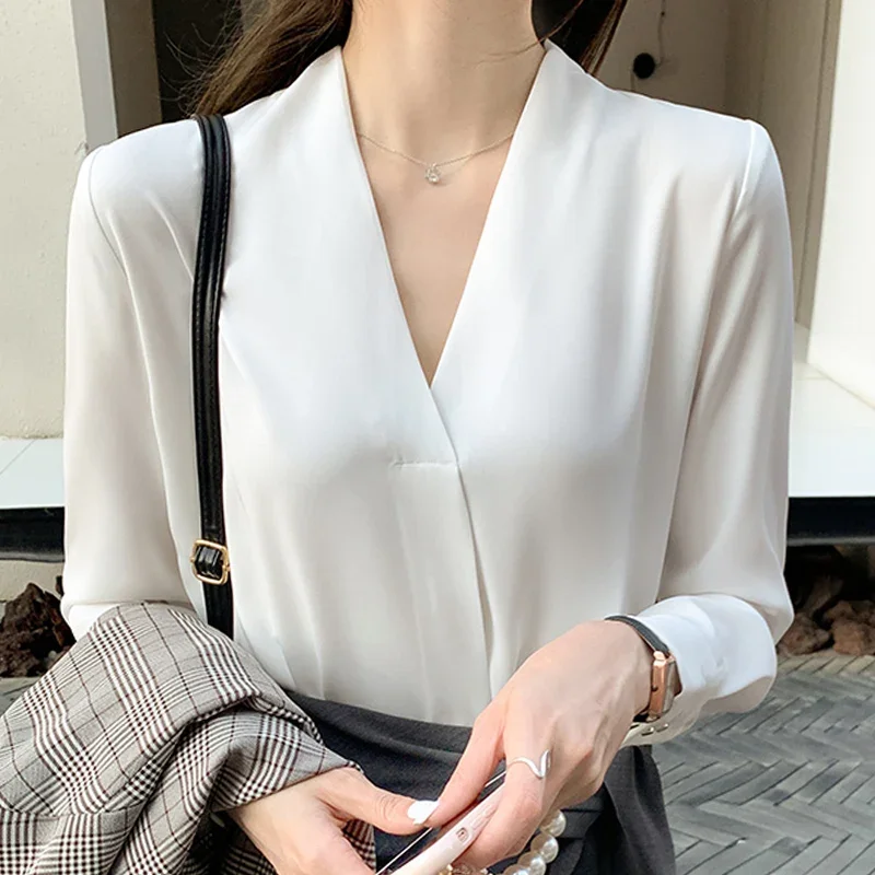 Long Sleeve V-Neck Office White Blouse Women Tops Chiffon Blouse Shirt Blouse Women Blusas Mujer De Moda 2026 Women Blouses E455
Long Sleeve V-Neck Office White Blouse Women Tops Chiffon Blouse Shirt Blouse Women Blusas Mujer De Moda 2026 Women Blouses E455