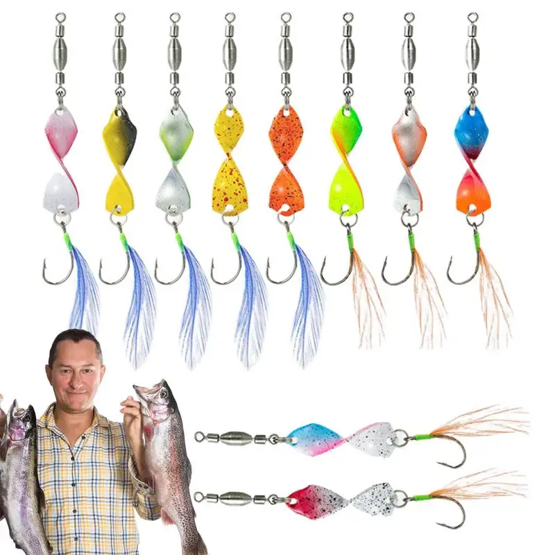 Trout Spoons Fishing Lures 10X Spinnerbaits With Hook And Feather Trout Lures Fishing Accessories For Freshwater Saltwater
Trout Spoons Fishing Lures 10X Spinnerbaits With Hook And Feather Trout Lures Fishing Accessories For Freshwater Saltwater