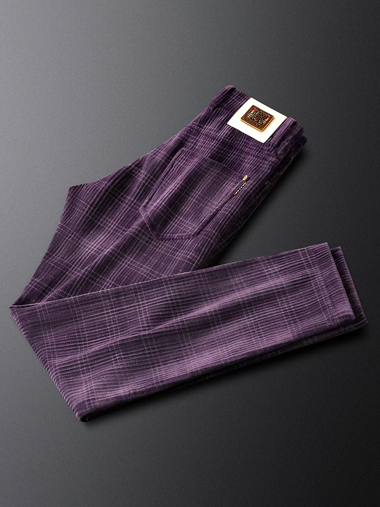 Corduroy Plaid Casual Pants Men's Slim Straight Elastic Patterned Trousers Autumn Winter Coffee Color Faionable Straight Leg
Corduroy Plaid Casual Pants Men's Slim Straight Elastic Patterned Trousers Autumn Winter Coffee Color Faionable Straight Leg