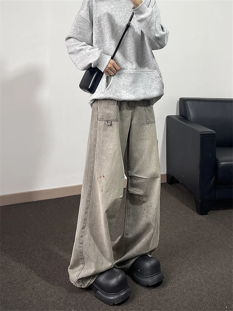 Retro American Wide Leg Men's Jeans ey Waed out Paratrooper Workwear Loose Straight Long Trousers Casual Youth Sle
Retro American Wide Leg Men's Jeans ey Waed out Paratrooper Workwear Loose Straight Long Trousers Casual Youth Sle