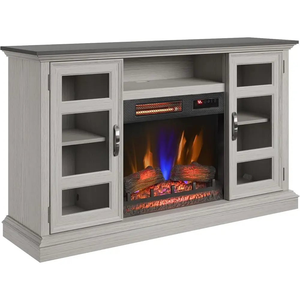 Entertainment Center with Glass Cabinet Storage, Blanco Oak
Entertainment Center with Glass Cabinet Storage, Blanco Oak