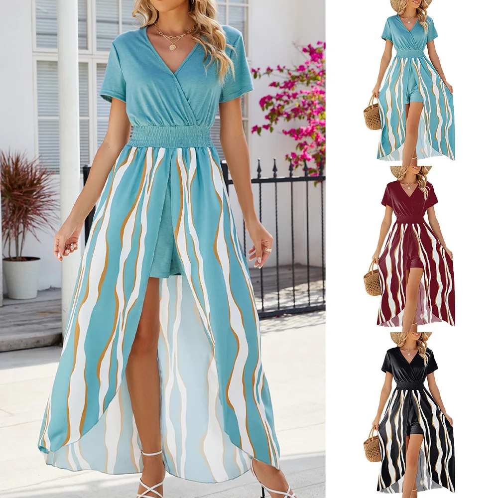 2024 Summer V-neck Printed Short Sleeve Pants Skirt Dress Casual Splicing Fashion Comfortable Long Dresses
2024 Summer V-neck Printed Short Sleeve Pants Skirt Dress Casual Splicing Fashion Comfortable Long Dresses
