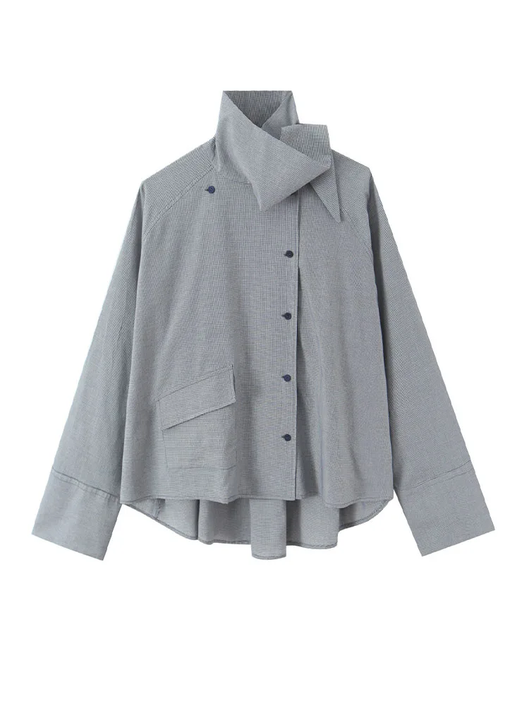 HH Fashion Female Long Sleeves Casual Fine Plaid Tops Woman Asymmetric Single Breasted Stand Collar Pocket Decoration Shirt Top
HH Fashion Female Long Sleeves Casual Fine Plaid Tops Woman Asymmetric Single Breasted Stand Collar Pocket Decoration Shirt Top