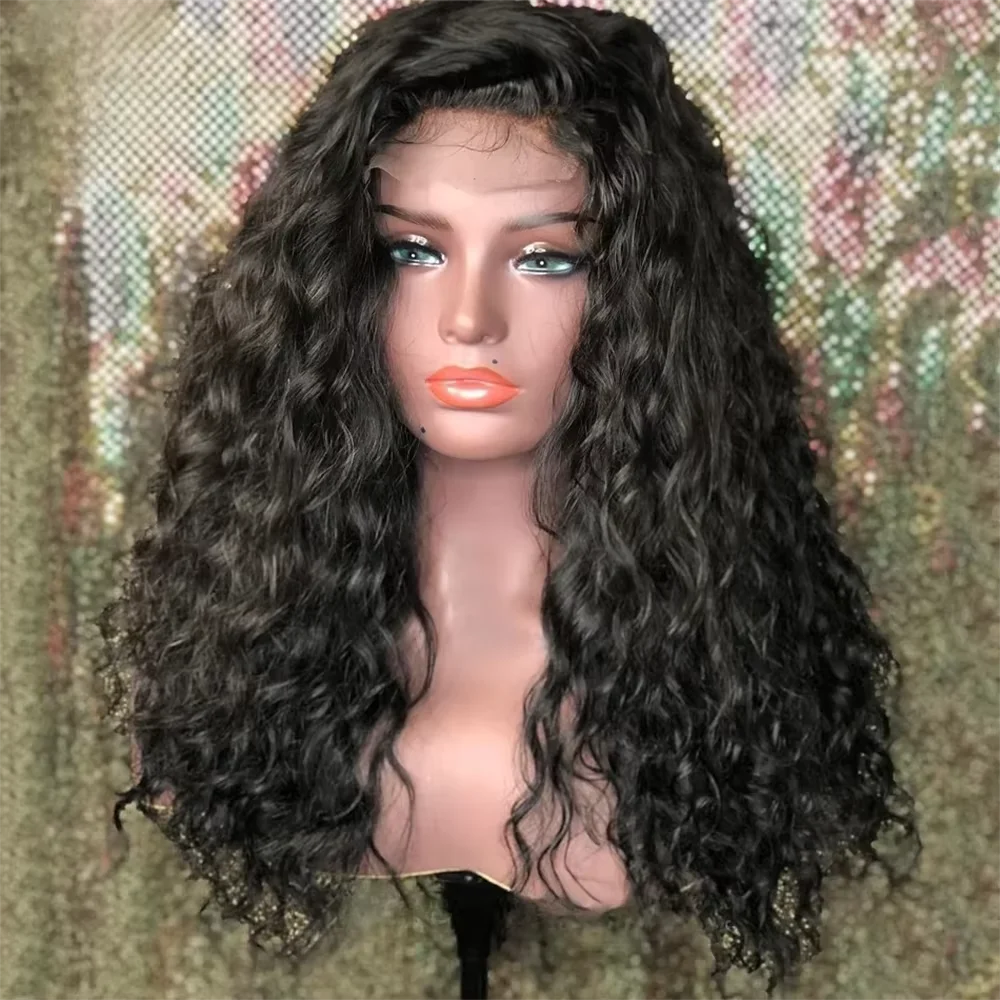 Glueless Black Kinky Curly 13*4*1 26Inch 180%Density Lace Front Wigs For Women With Baby Hair Synthetic Fiber Daily Wear Wigs
Glueless Black Kinky Curly 13*4*1 26Inch 180%Density Lace Front Wigs For Women With Baby Hair Synthetic Fiber Daily Wear Wigs