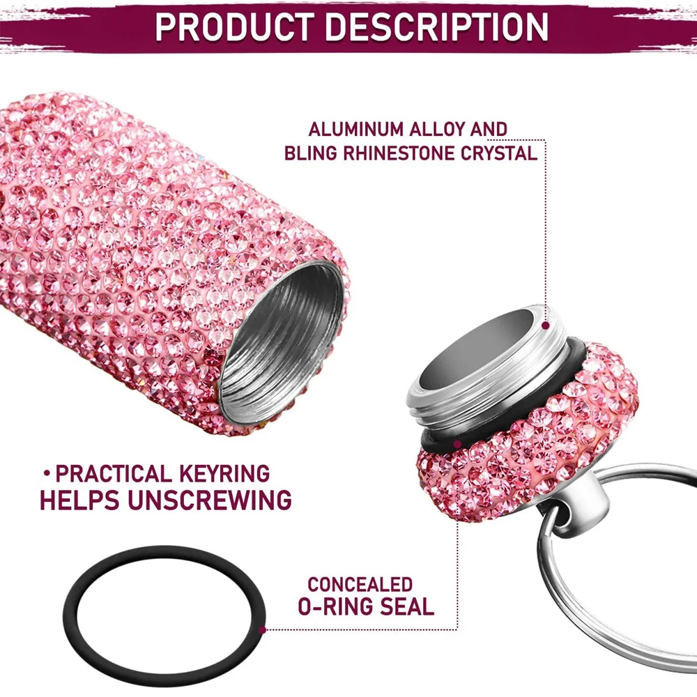 Bling Rhineston Pill Container Portable Pill Bottle Case Waterproof Travel Medicine Box Beautiful Holder Storage with Keychain
Bling Rhineston Pill Container Portable Pill Bottle Case Waterproof Travel Medicine Box Beautiful Holder Storage with Keychain