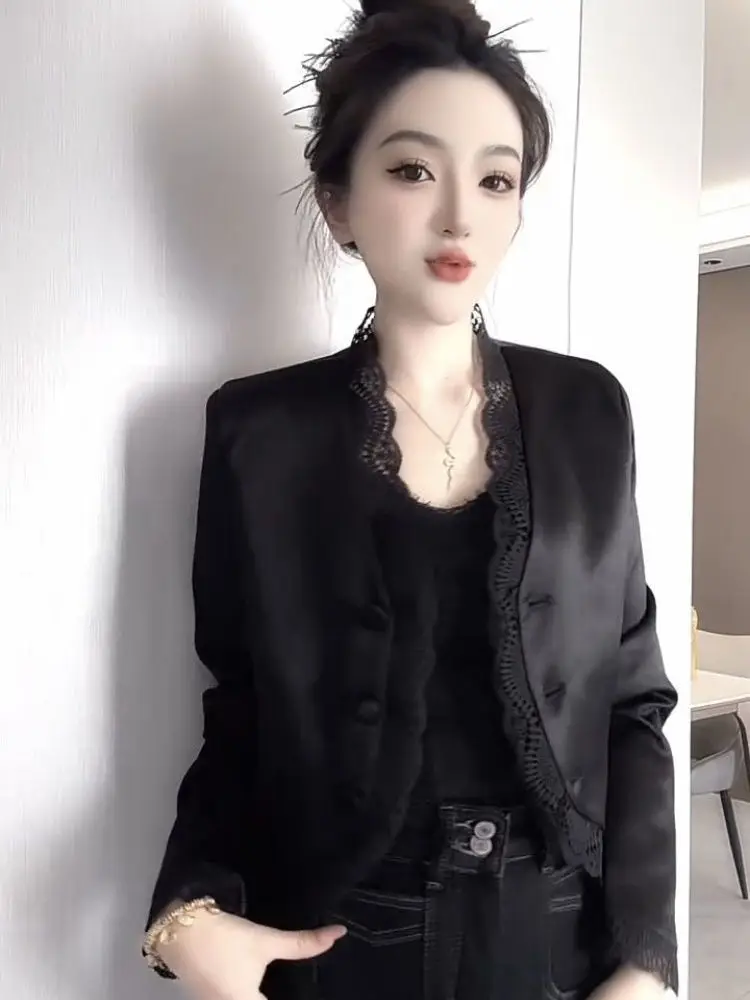 Temperament V-neck Lace Patchwork Ropa Mujer Chaqueta Spring Black Coat Harajuku Femme Clothes Shirts Blusa
Temperament V-neck Lace Patchwork Ropa Mujer Chaqueta Spring Black Coat Harajuku Femme Clothes Shirts Blusa
