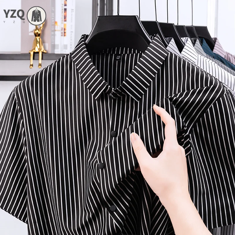 Mens Striped Short Sleeve Shirt Casual Business Button Down Collar Breathable Fabric For Daily Office And Work Use
Mens Striped Short Sleeve Shirt Casual Business Button Down Collar Breathable Fabric For Daily Office And Work Use