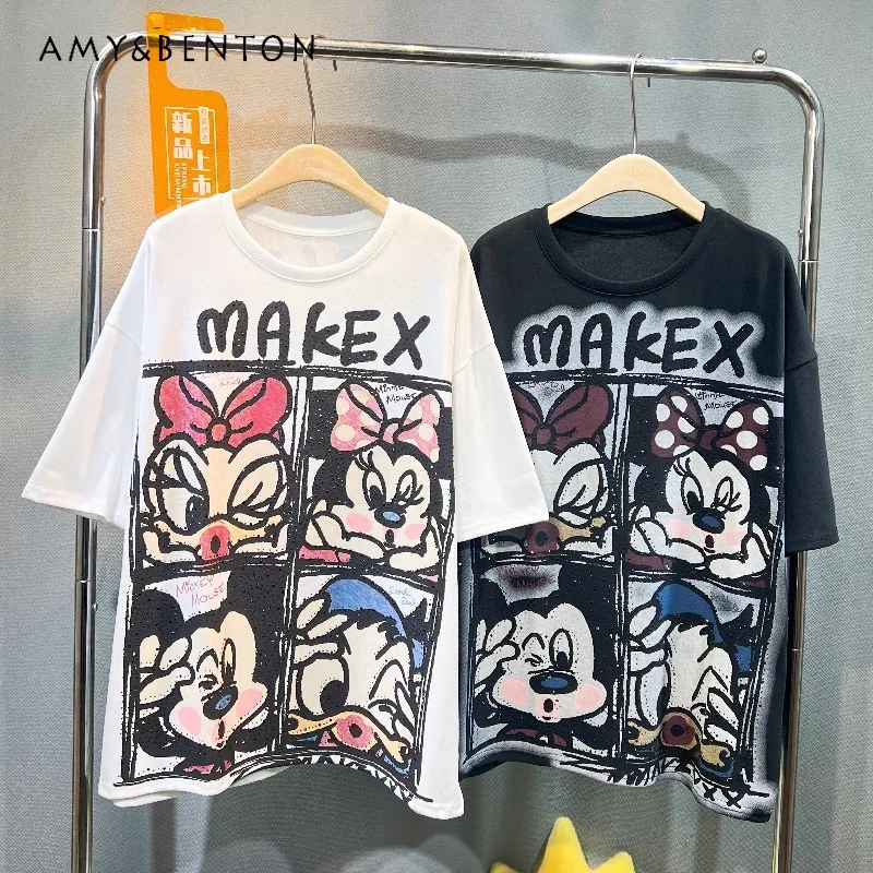 2025 Summer New Oversized Loose Y2k Tees Heavy Industry Diamond Drills Cartoon Casual Versatile Short-sleeved T-shirt Top Women
2025 Summer New Oversized Loose Y2k Tees Heavy Industry Diamond Drills Cartoon Casual Versatile Short-sleeved T-shirt Top Women