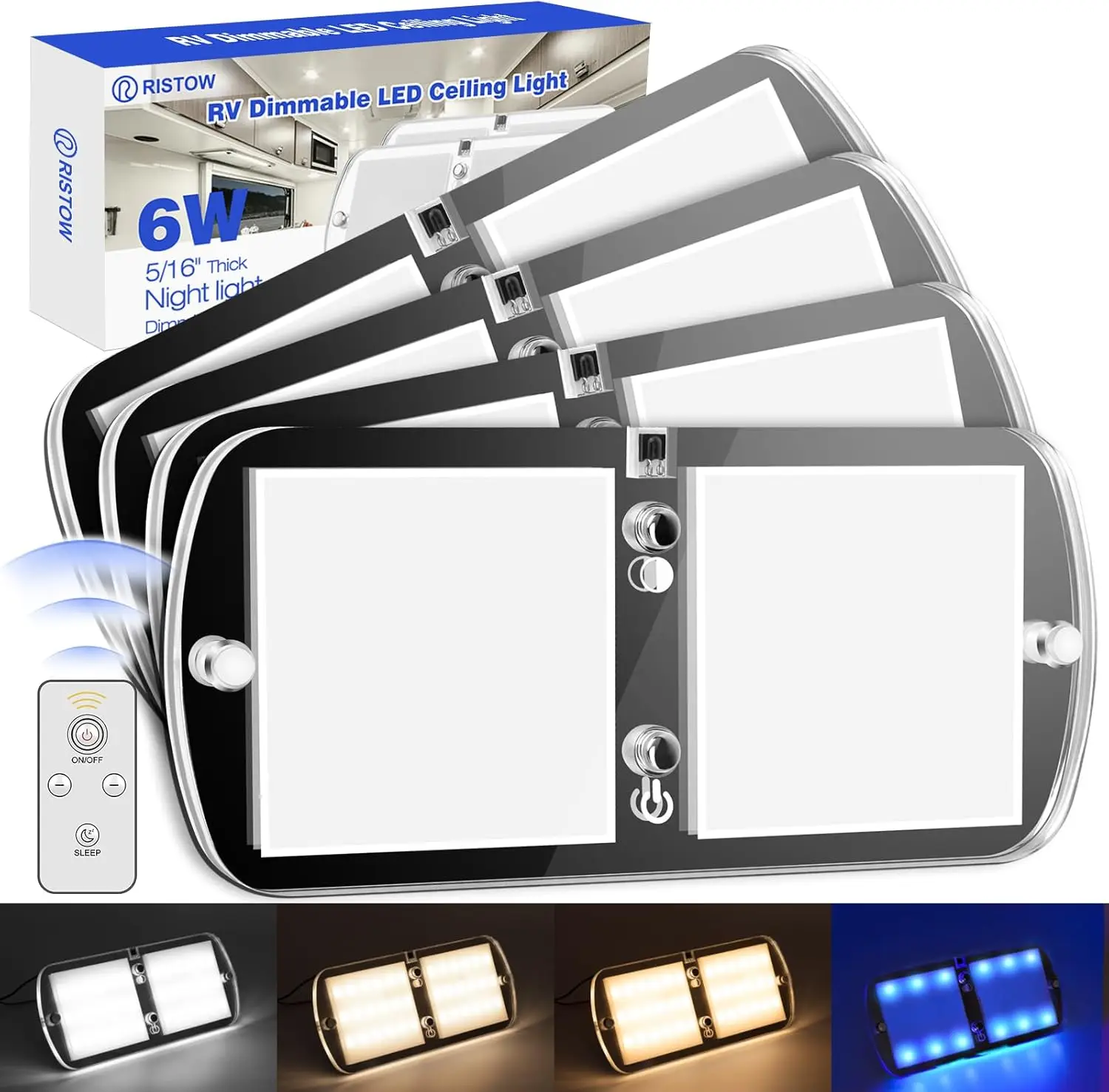 RV LED Interior Lights 12-18V 4 Pack Dimmable Ceiling Light 6W, Camper Lighting with 4 Colors for RVTrailerCamperBoat
RV LED Interior Lights 12-18V 4 Pack Dimmable Ceiling Light 6W, Camper Lighting with 4 Colors for RVTrailerCamperBoat