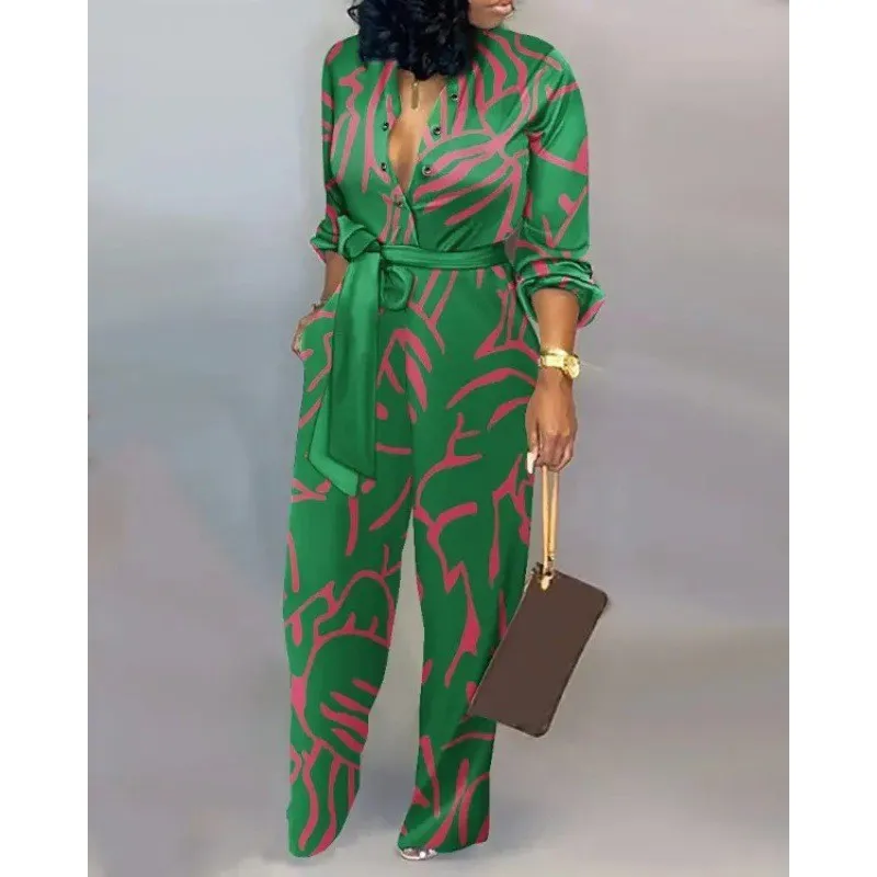 2025 Spring And Autumn Casual Women's Fashion Jumpsuits V-neck Print High Waist Long Sleeve + Long Trousers Commuter Elegant Set
2025 Spring And Autumn Casual Women's Fashion Jumpsuits V-neck Print High Waist Long Sleeve + Long Trousers Commuter Elegant Set