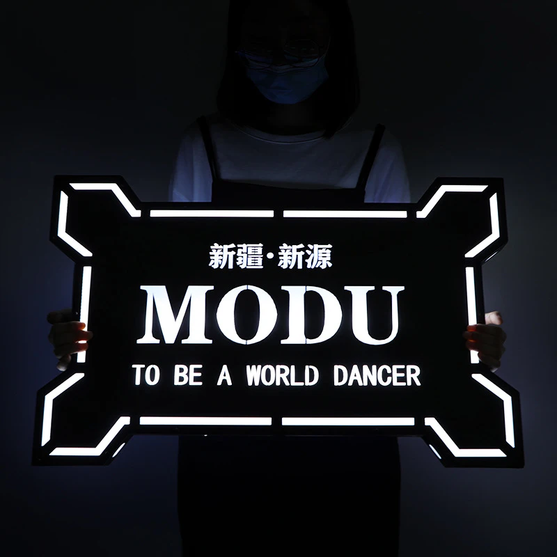 Custom-made nightclub glowing hand-held sign LED scrolling text display controlled by mobile phone, bar sign, and drink serving
Custom-made nightclub glowing hand-held sign LED scrolling text display controlled by mobile phone, bar sign, and drink serving