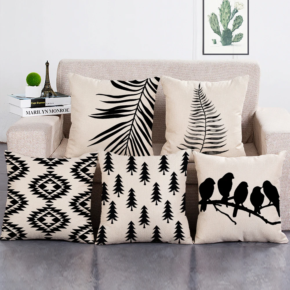 Nordic Style Cushion Cover Bear Bird Geometric Pillow Case Decoration Black and White Leaves Throw Pillowcase
Nordic Style Cushion Cover Bear Bird Geometric Pillow Case Decoration Black and White Leaves Throw Pillowcase
