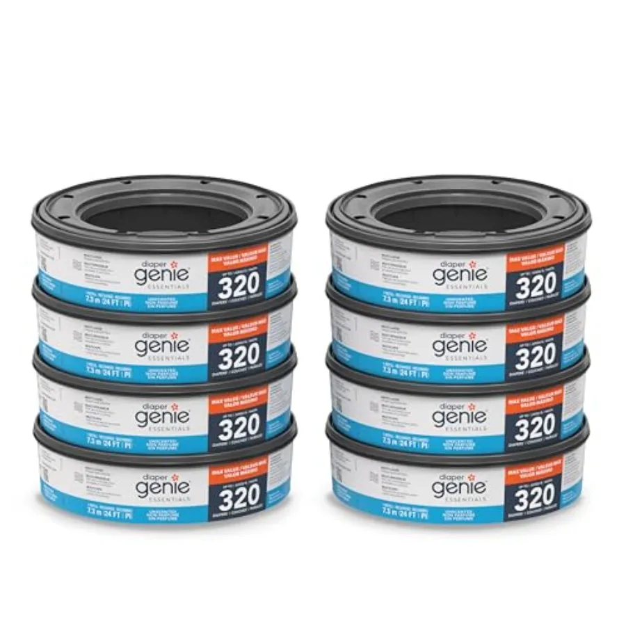 Essentials Round Refill 8-Pack Holds Up to 2560 Newborn Diapers Features Unscented Continuous Film Compatible with Complete and
Essentials Round Refill 8-Pack Holds Up to 2560 Newborn Diapers Features Unscented Continuous Film Compatible with Complete and