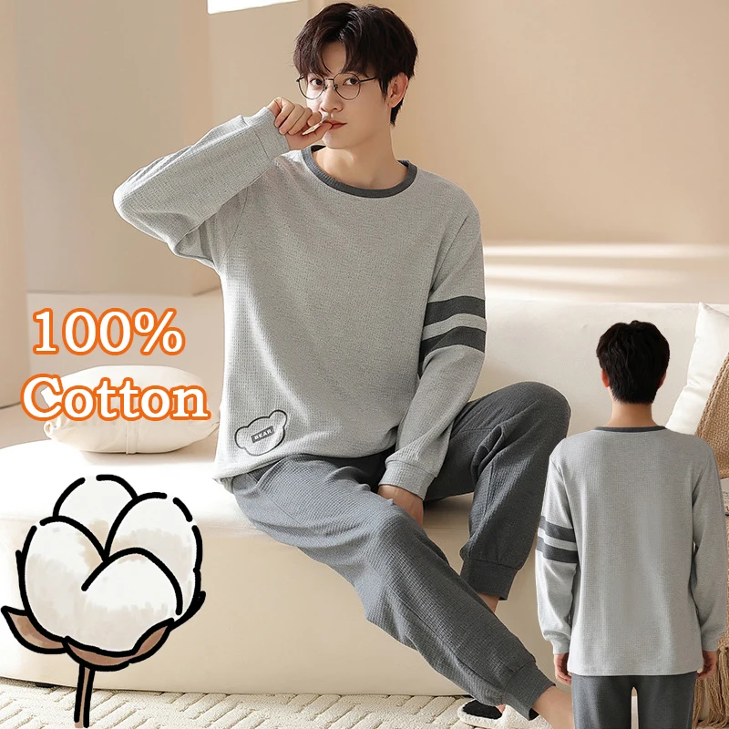 Spring Autumn Mens 100% Cotton Pajamas Set Summer Sleepwear Japanese Winter Gray Long Sleeve Homewear for Men Lounge Sets Pajama
Spring Autumn Mens 100% Cotton Pajamas Set Summer Sleepwear Japanese Winter Gray Long Sleeve Homewear for Men Lounge Sets Pajama