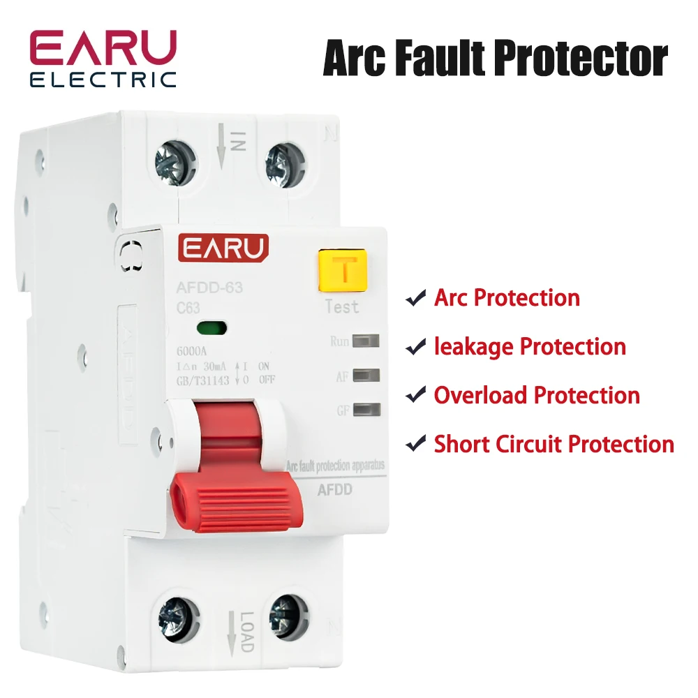2P AFDD-63 AFCI Arc Fault Protector Device Circuit Breaker Interrupte Overload Earth Leakage Short Circuit Voltage Protection
2P AFDD-63 AFCI Arc Fault Protector Device Circuit Breaker Interrupte Overload Earth Leakage Short Circuit Voltage Protection