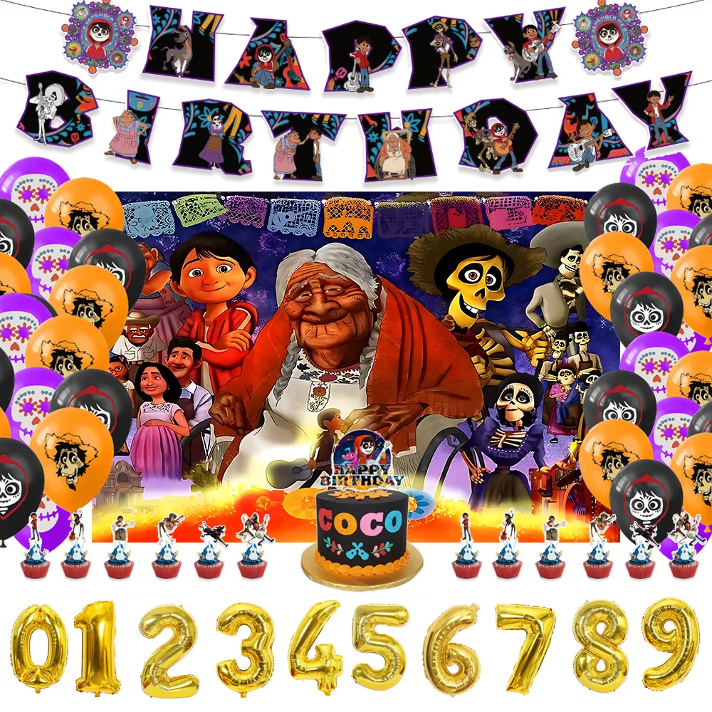 Disney Coco Mexican Day Of The Dead Birthday Party Decoration Backdrop Skeleton Balloon Banner Cake Topper Baby Shower Supplies
Disney Coco Mexican Day Of The Dead Birthday Party Decoration Backdrop Skeleton Balloon Banner Cake Topper Baby Shower Supplies