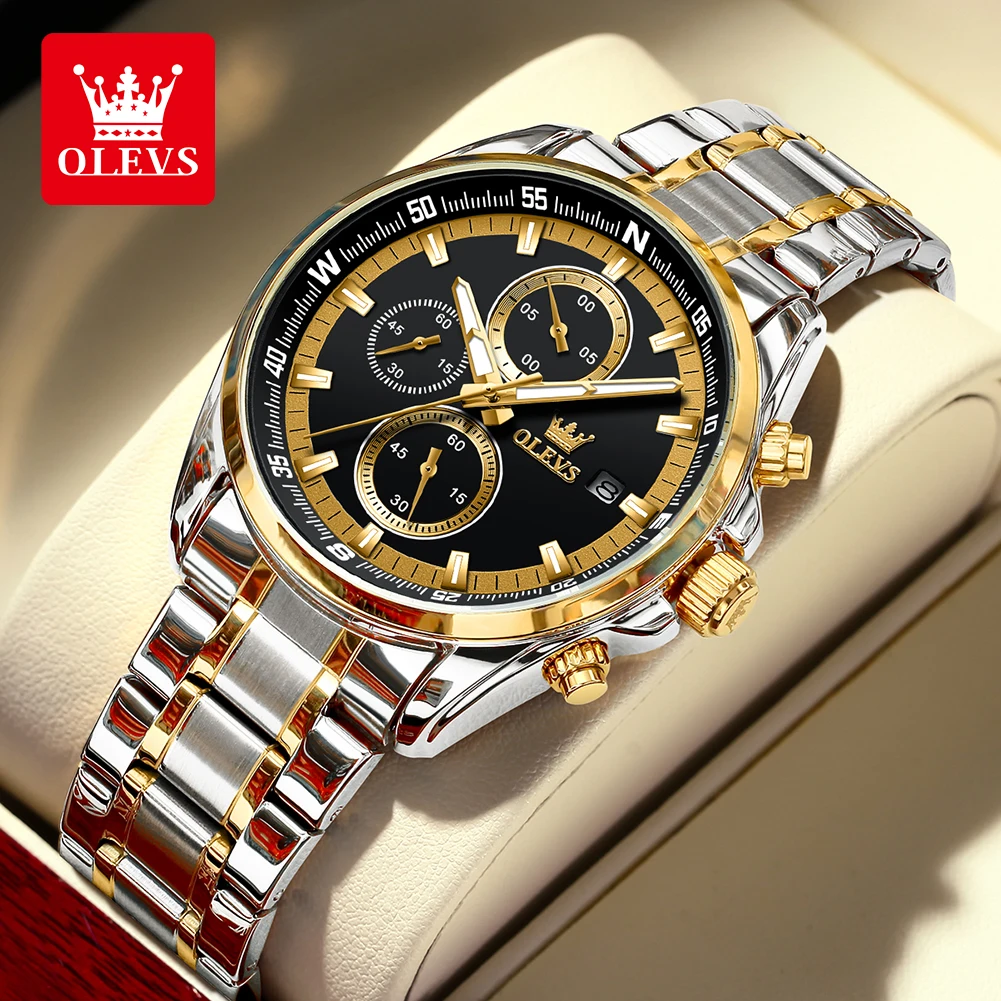 

OLEVS Men's Watch Top Original Luxury Brand Multi functional Quartz Watch Waterproof Luminescent Chronograph Business Men Watch