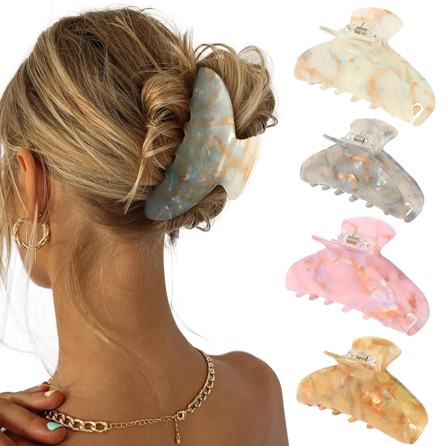 4Pcs Large Acrylic Hair Claw Clips - Strong Hold Thick Hair Banana Barrettes for Women Girls (Hair
4Pcs Large Acrylic Hair Claw Clips - Strong Hold Thick Hair Banana Barrettes for Women Girls (Hair