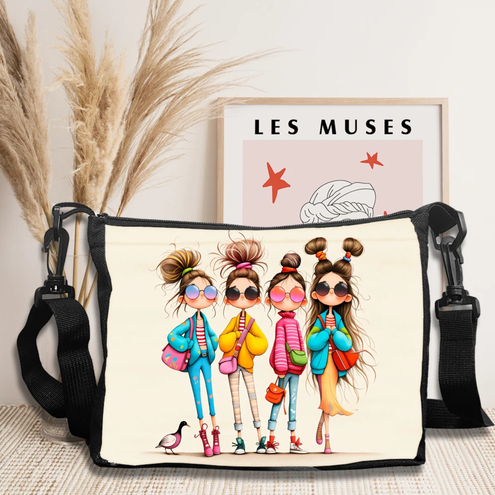 Crossbody Bag Cream Color Four Cute Girls With Sunglasses And Backpacks Print For Women Shoulder Bag Casual Outing And Travel
Crossbody Bag Cream Color Four Cute Girls With Sunglasses And Backpacks Print For Women Shoulder Bag Casual Outing And Travel