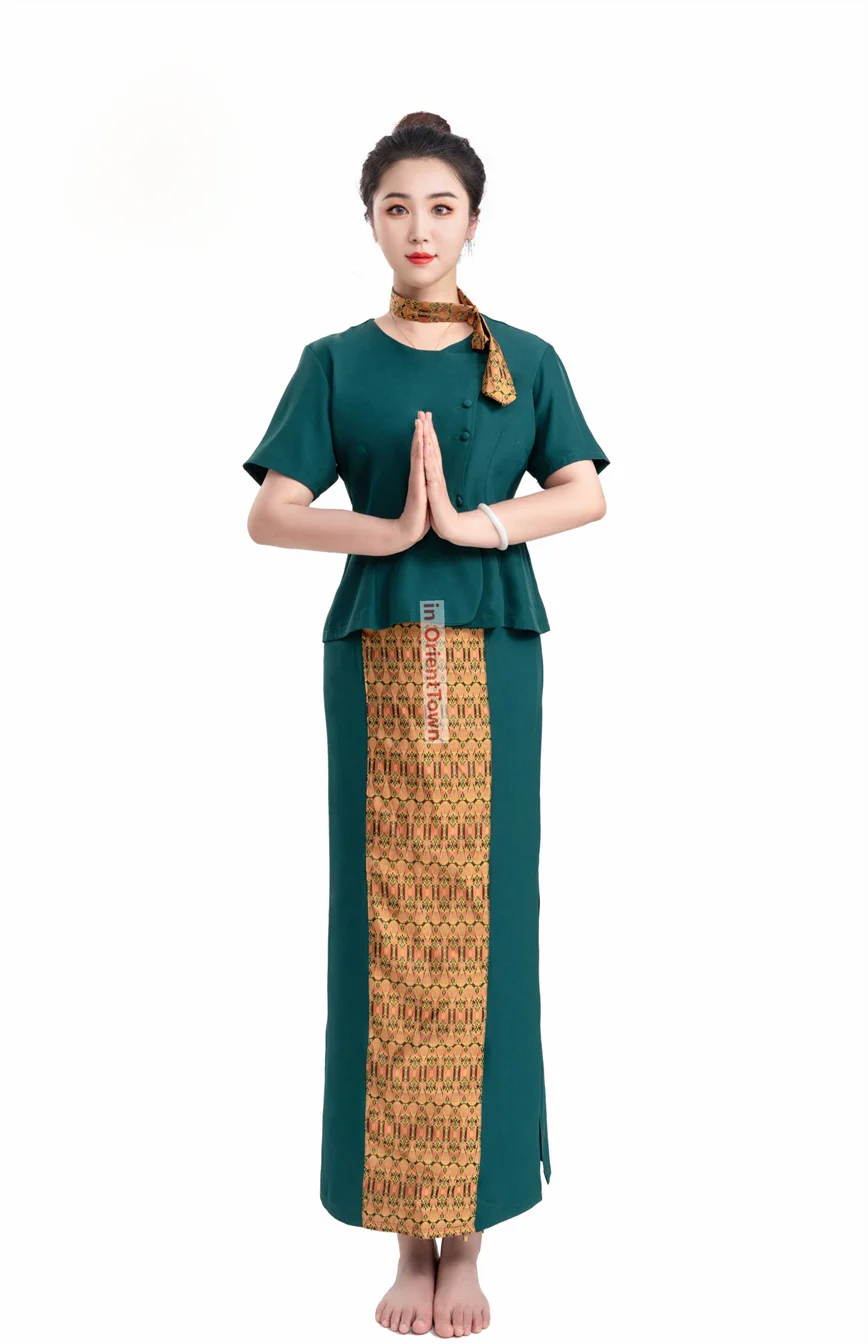 Peacock Blue Color Embroidered Logo Tops + Pants or Skirt Thai Workwear SPA Health Care Professional Uniform Technician Costume
Peacock Blue Color Embroidered Logo Tops + Pants or Skirt Thai Workwear SPA Health Care Professional Uniform Technician Costume