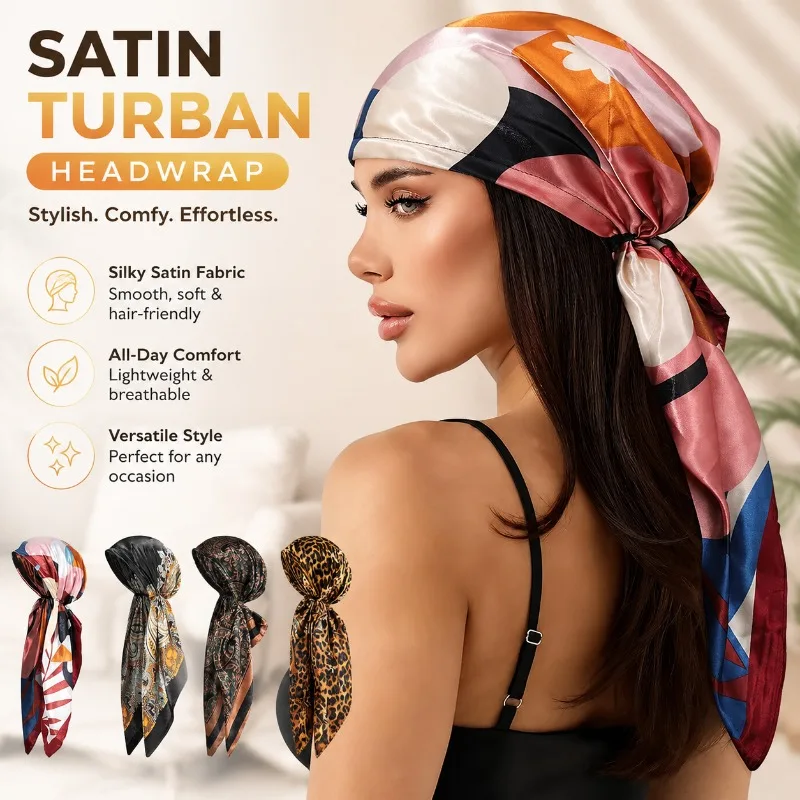 Satin Turban Hat Bandana Headwrap Leopard Print Foulard Headband for Men Women Hair Accessories
Satin Turban Hat Bandana Headwrap Leopard Print Foulard Headband for Men Women Hair Accessories