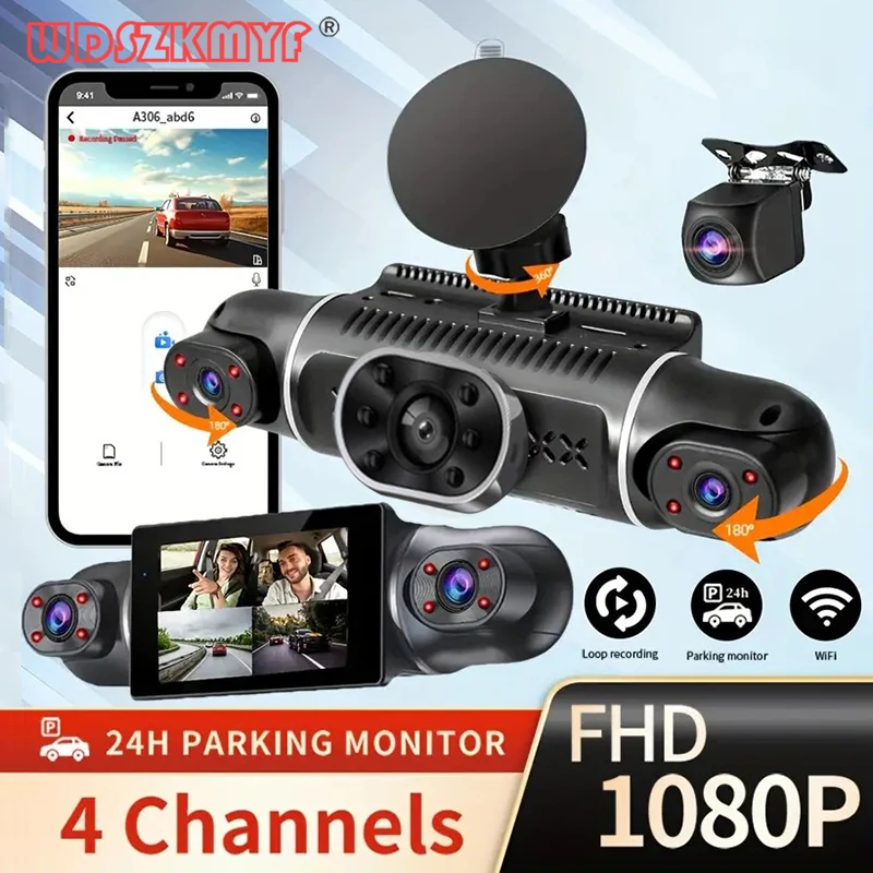 4 Channels Dash Cam for Cars WIFI APP Video Recorder 1080P Car Dvr Rear View Camera Parking Monitor DashCam Car Assecories
4 Channels Dash Cam for Cars WIFI APP Video Recorder 1080P Car Dvr Rear View Camera Parking Monitor DashCam Car Assecories