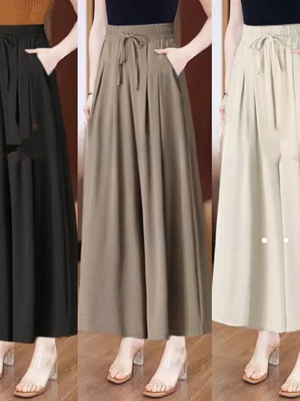 Новые летние брюки с высокой талией, драпированные, широкие, из ледяного шелка и конопли, свободные, повседневные, для женщин среднего и старшего возраста
Новые летние брюки с высокой талией, драпированные, широкие, из ледяного шелка и конопли, свободные, повседневные, для женщин среднего и старшего возраста