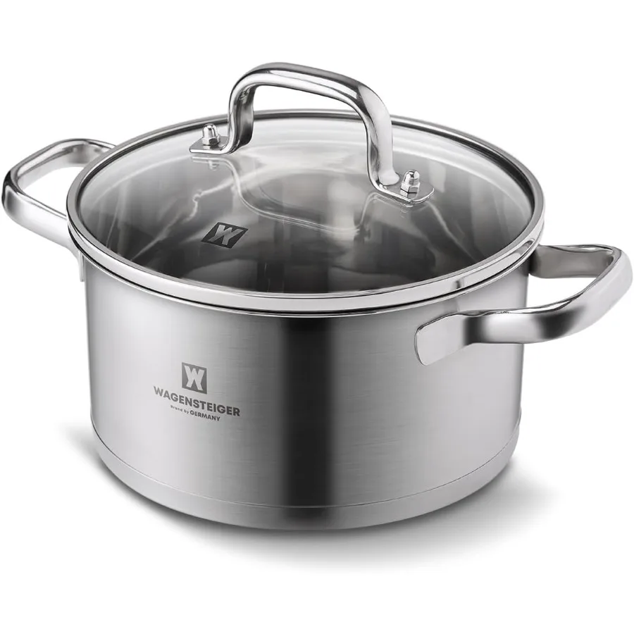 2.82 Quart Stainless Steel Stock Pot with 3Ply Construction Featuring Aluminum Core for Efficient Heat Distribution Tempered Gl
2.82 Quart Stainless Steel Stock Pot with 3Ply Construction Featuring Aluminum Core for Efficient Heat Distribution Tempered Gl