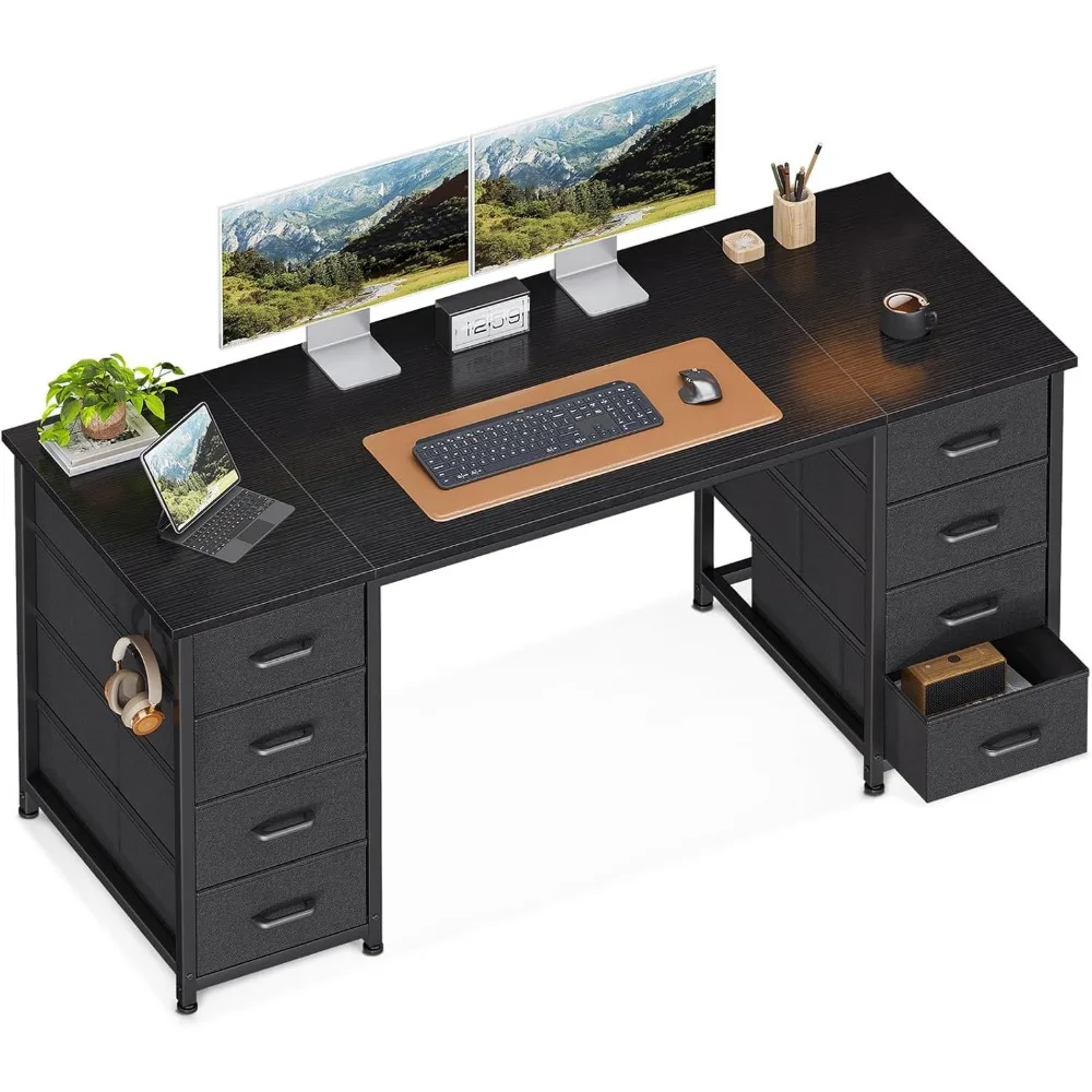 55 Inch Computer Desk with 8 Fabric Drawers, Modern Office Desk with Large Storage for Home Office, Study, Gaming, Black
55 Inch Computer Desk with 8 Fabric Drawers, Modern Office Desk with Large Storage for Home Office, Study, Gaming, Black