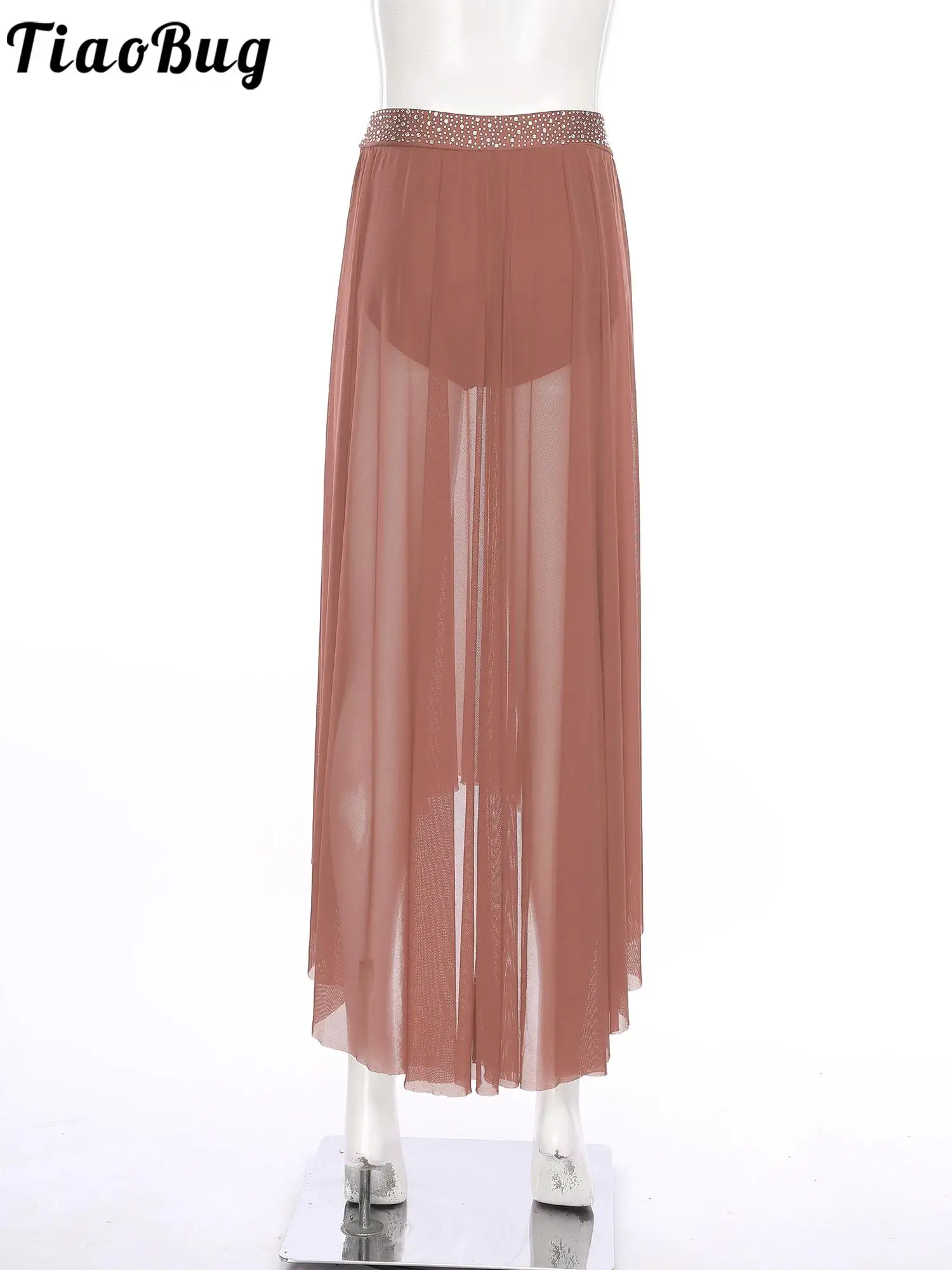 Women Contemporary Lyrical Dance Skirts Figure Skating Dance Dresses Rhinestones Waistband Side Slit High-Low Hem Mesh Skirt
Women Contemporary Lyrical Dance Skirts Figure Skating Dance Dresses Rhinestones Waistband Side Slit High-Low Hem Mesh Skirt