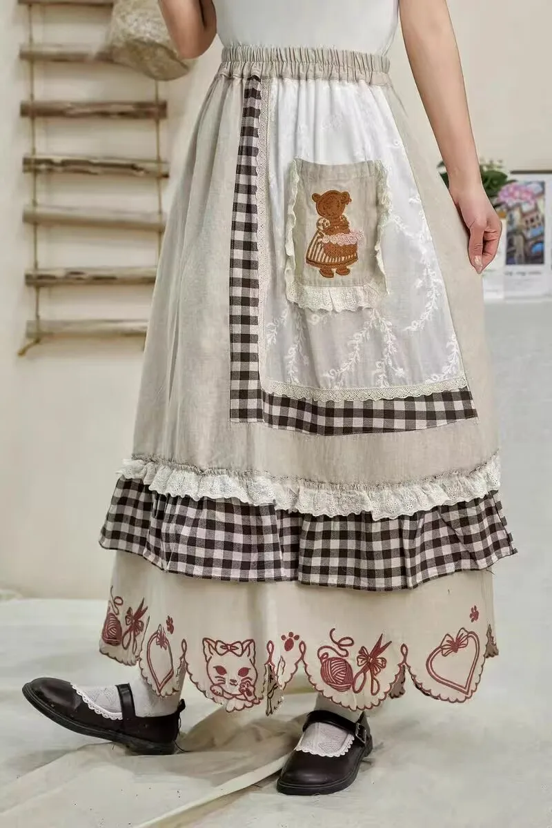 Japanese Vintage Mori Girl Floral Print Embroidery Cotton Skirt Women Spring New Elastic Wasit Retro Casual Loose A-Line Skirts
Japanese Vintage Mori Girl Floral Print Embroidery Cotton Skirt Women Spring New Elastic Wasit Retro Casual Loose A-Line Skirts