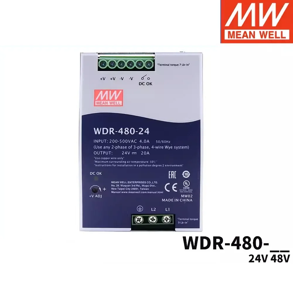 MEAN WELL WDR-480-24 WDR-480-48 Промышленный источник питания с одним выходом на рейке, 480 Вт WDR-480 MEAN WELL
MEAN WELL WDR-480-24 WDR-480-48 Промышленный источник питания с одним выходом на рейке, 480 Вт WDR-480 MEAN WELL