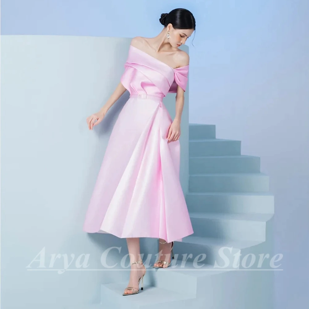 Off the Shoulder Short Sleeve Evening Dresses Elegant A-Line Tea-Length Women Party Banquet Classic Satin Custom Made Gowns
Off the Shoulder Short Sleeve Evening Dresses Elegant A-Line Tea-Length Women Party Banquet Classic Satin Custom Made Gowns
