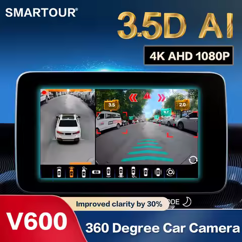 SMARTOUR 1080P AHD 360 도 SVM 서라운드 뷰 카메라 시스템, 버드아이 파노라마 4 방향 모니터링 DVR, 12V 차량용 다각도 카메라