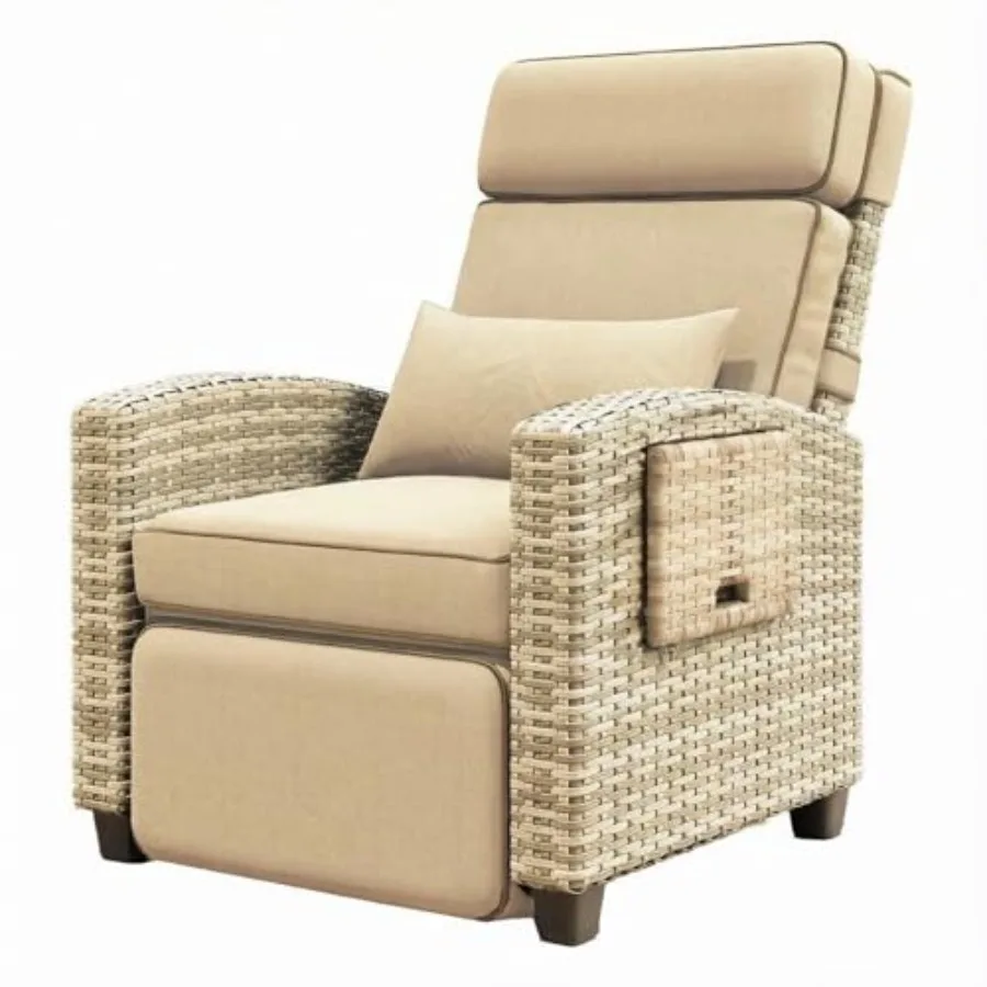 Adjustable Rattan Recliner Chair, Patio Lounge Chairs with Cushion, Outdoor Porch Chaise with Flip Up Side Table and Footrest f
Adjustable Rattan Recliner Chair, Patio Lounge Chairs with Cushion, Outdoor Porch Chaise with Flip Up Side Table and Footrest f