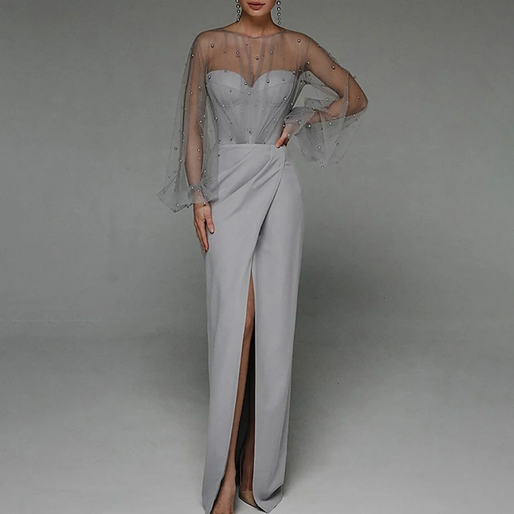 Pearl Formal Occasion Customized Elegant Prom Dresses Sheath Party Dresses Split Evening Dresses 2025 New فساتين سهرة
Pearl Formal Occasion Customized Elegant Prom Dresses Sheath Party Dresses Split Evening Dresses 2025 New فساتين سهرة